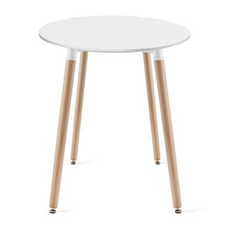 Stół KAMI Okrągły 60cm - biały / naturalne nogi