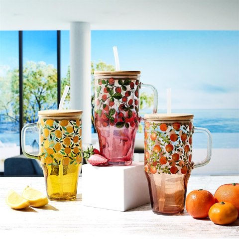 Kubek z pokrywką i słomką Soleo 650ml cytryny