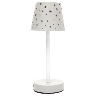 Lampa stołowa ładowana z ażurowymi gwiazdkami biała
