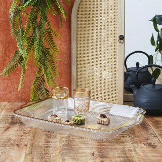 Taca Mirage 41cm złoty brzeg plastikowa