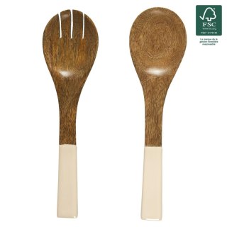 Zestaw sztućców do serwowania Dune z drewna mango