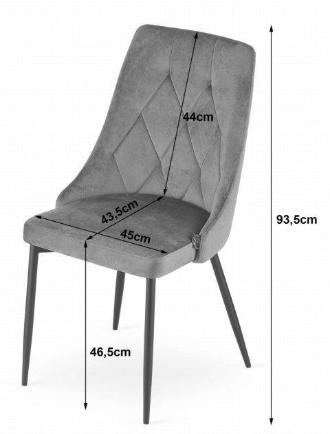 Krzesło IMOLA - ciemny szary aksamit x 4