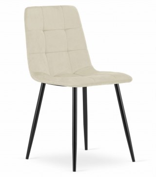 Krzesło KARA - jasny beż aksamit / nogi czarne x 1
