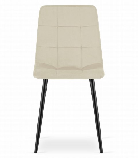 Krzesło KARA - jasny beż aksamit / nogi czarne x 4