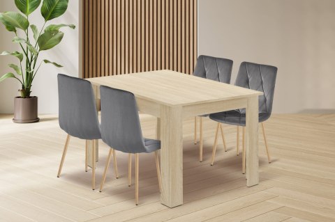 Zestaw stół NP 120x80 Dąb Sonoma + 4 krzesła LIBRA szare