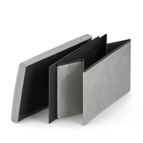 Pufa składana XL - 60x38x38cm aksamit szara