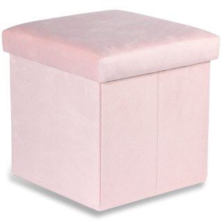 Pufa składana M - 30x30x30cm aksamit róż