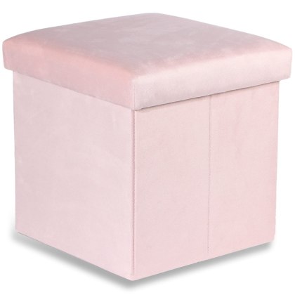 Pufa składana M - 30x30x30cm aksamit róż