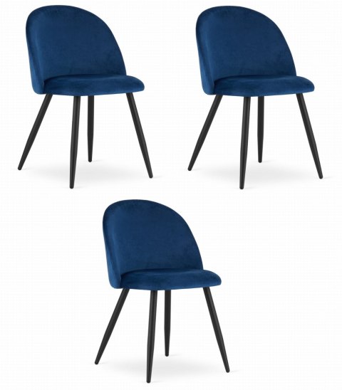 Krzesło BELLO - aksamit granat / nogi czarne x 3 Krzesło BELLO - aksamit granat / nogi czarne x 3