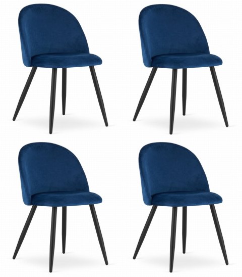 Krzesło BELLO - aksamit granat / nogi czarne x 4 Krzesło BELLO - aksamit granat / nogi czarne x 4