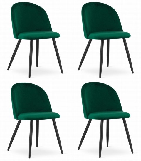 Krzesło BELLO - aksamit zieleń / nogi czarne x 4 Krzesło BELLO - aksamit zieleń / nogi czarne x 4