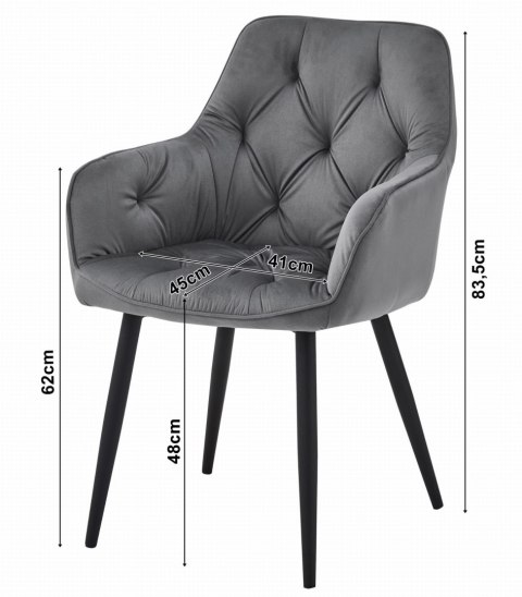 Krzesło JORK - ciemna zieleń aksamit / nogi czarne x 1