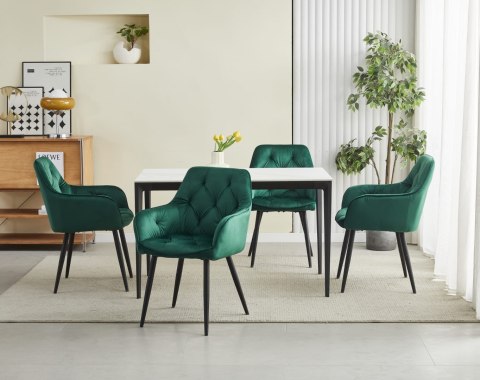 Krzesło JORK - ciemna zieleń aksamit / nogi czarne x 1