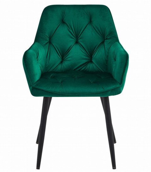 Krzesło JORK - ciemna zieleń aksamit / nogi czarne x 2
