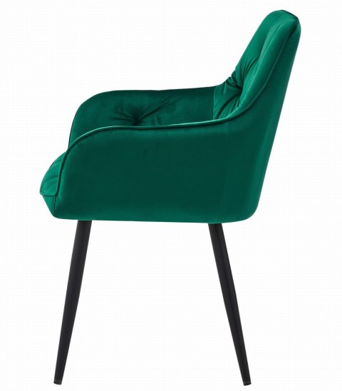 Krzesło JORK - ciemna zieleń aksamit / nogi czarne x 2