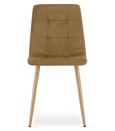 Krzesło KARA - brązowy aksamit / nogi kolor drewna x 1