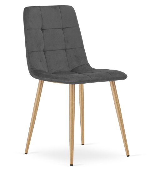 Krzesło KARA - ciemny szary aksamit / nogi kolor drewna x 1