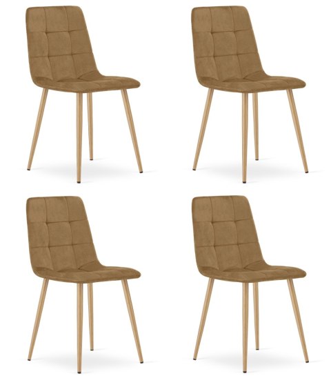 Krzesło KARA - brązowy aksamit / nogi kolor drewna x 4