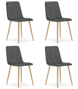 Krzesło KARA - ciemny szary aksamit / nogi kolor drewna x 4
