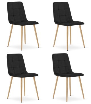 Krzesło KARA - czarny aksamit / nogi kolor drewna x 4