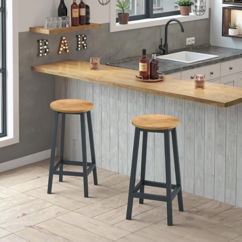 Taboret barowy - dąb / nogi czarne