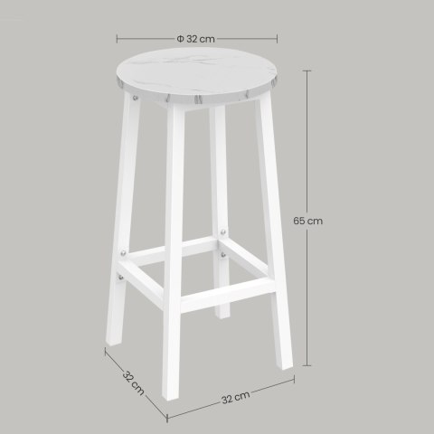 Taboret barowy - marmur / nogi białe