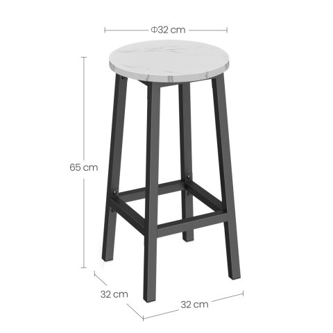 Taboret barowy - marmur / nogi czarne