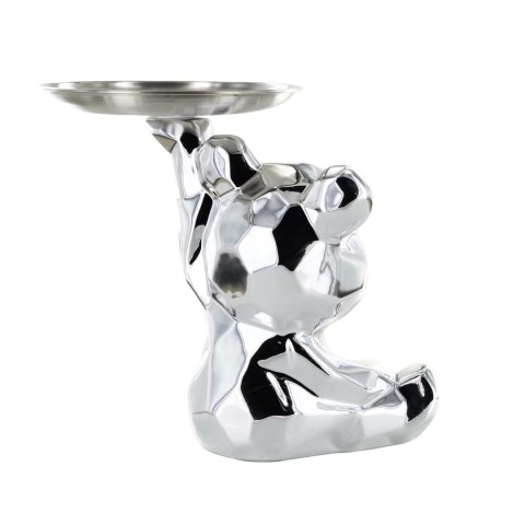 Figurka Miś origami z srebrną tacą srebrny