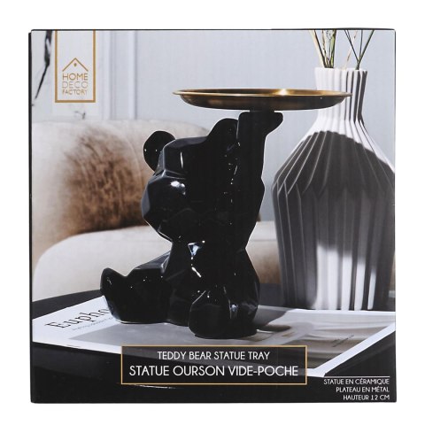 Figurka Miś origami ze złotą tacą czarna