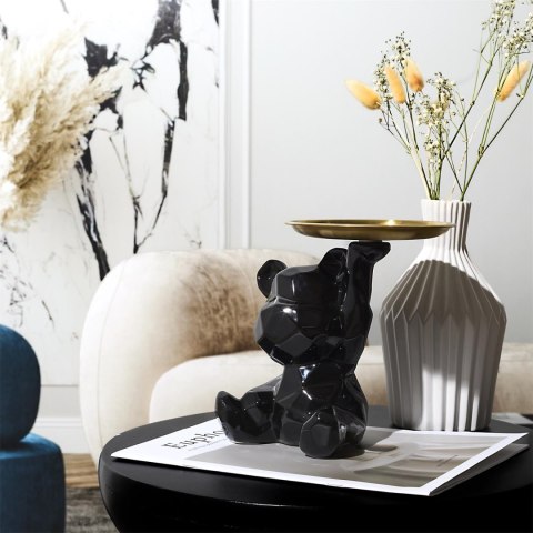 Figurka Miś origami ze złotą tacą czarna
