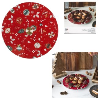 Taca obrotowa na ciasto czerwona 28cm