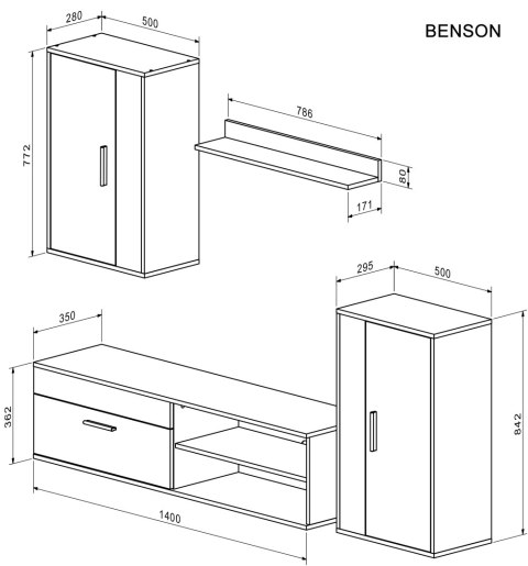 BENSON zestaw, kolor: dąb artisan - kaszmir