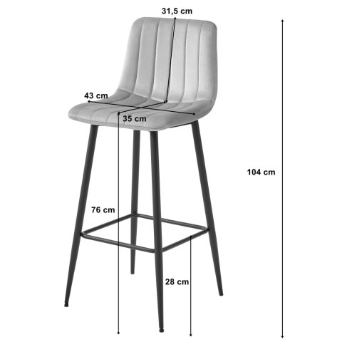 Hoker POZZA - aksamit ciemny beż / nogi czarne x 2