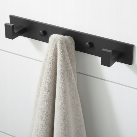 Wieszak ścienny na ręczniki 3 haki - czarny