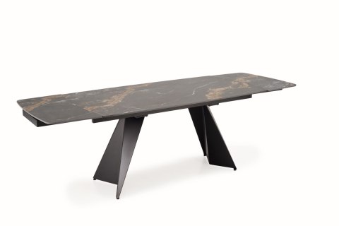 ARMANI stół rozkładany, blat - czarny marmur, noga - czarny