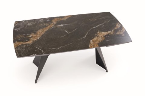 ARMANI stół rozkładany, blat - czarny marmur, noga - czarny
