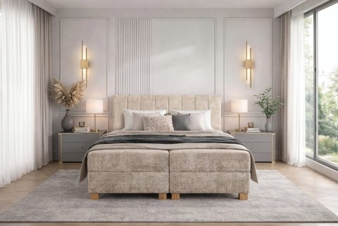 LARGO 160 łóżko z pojemniekiem na pościel i wbudowanym materacem, beżowy