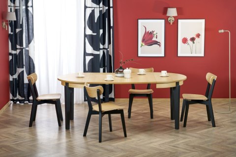 SORBUS stół rozkładany, blat - dąb naturalny, nogi - czarne