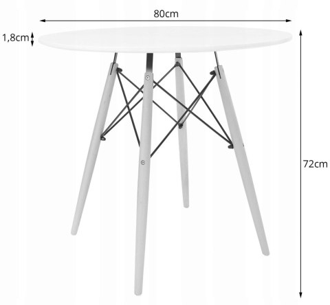 Zestaw stół okrągły TODI 80cm biały + 4 krzesła MARK szare Zestaw stół okrągły TODI 80cm biały + 4 krzesła MARK szare