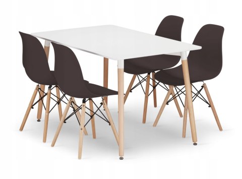 Zestaw stół prostokątny ADRIA 120x80 biały + 4 krzesła OSAKA kawowe Zestaw stół prostokątny ADRIA 120x80 biały + 4 krzesła OSAKA kawowe